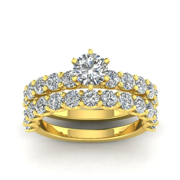 Certified 3.25ctw Diamond Solitaire Engagement Ring Bridal Set in 14k Yellow Gold (G-H, I1)