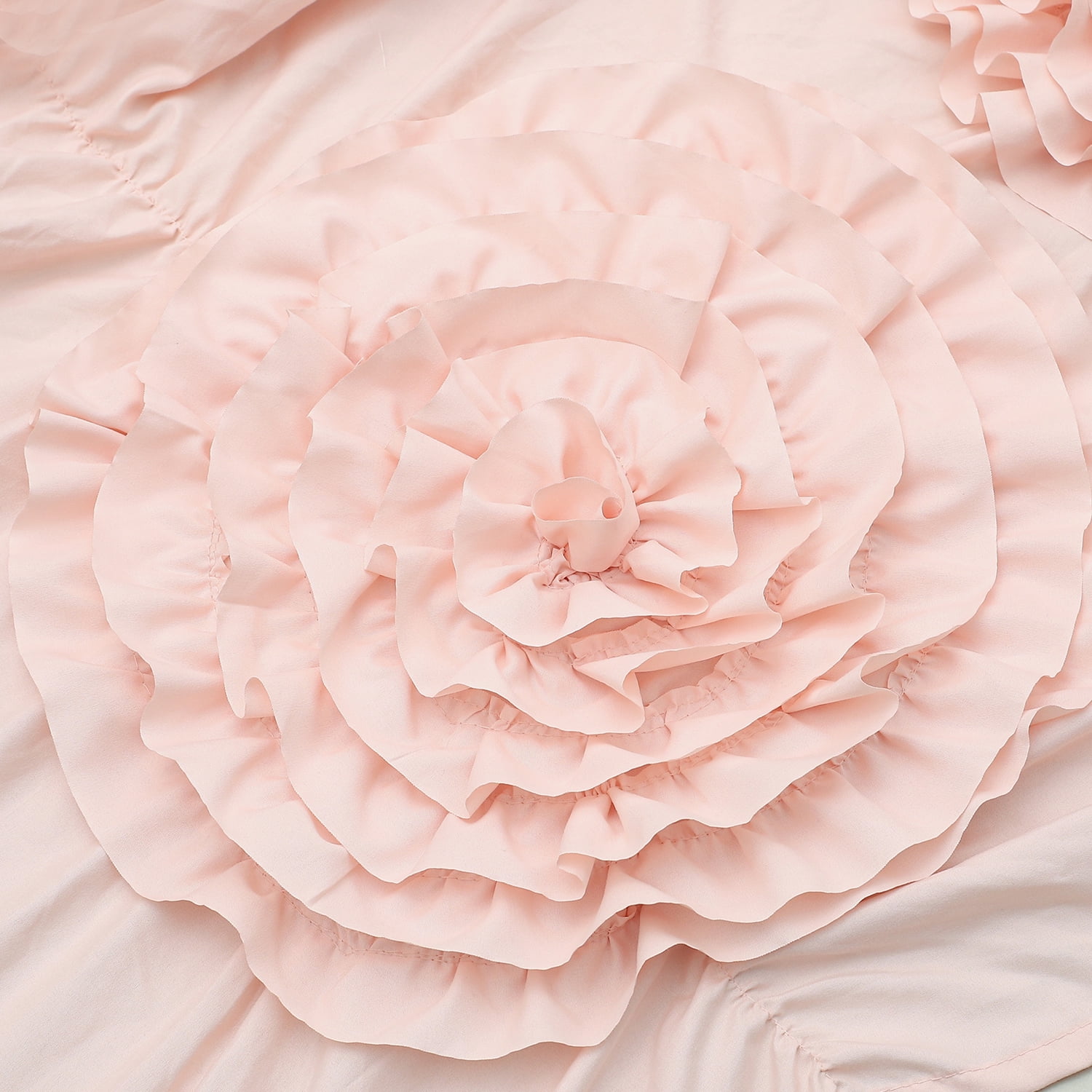 HIG Boho Ruffled Shower Curtain - Oversized Floral Print, Heavy Fabric with Elegant Draping for Bathroom, 72"x72", Peach