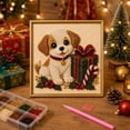 thumbnail image 4 of Christmas Puppy with Gift Box Gem Bead Painting Kit, DIY Pearl Art Set with Photo Frame, Easy‑to‑Make Holiday Craft, Handmade Wall Decor for Adults, 4 of 6