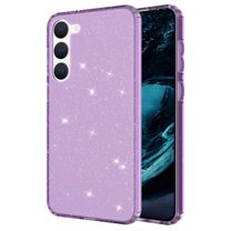 ELEHOLD Cute Glitter Case for Samsung Galaxy S23, Clear Glitter Sparkle Soft Shockproof Protection Slim Thin Anti-Yellowing Phone Cover for Women Girls - 6.1 inch,Purple