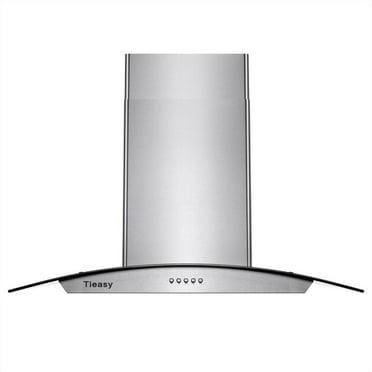 Tieasy New 36 inch Island Mount Range Hood Stainless 900CFM 3-Speed Vent Button Control with Led Bulb 120V