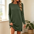 thumbnail image 3 of Casual Side Slit Sweatshirt Dresses for Women Crewneck Pullover Long Sleeve Oversized Loose Fit Dress, 3 of 9
