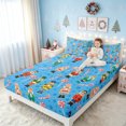 thumbnail image 3 of Erosebridal Cartoon Nutcracker Bed Sheets, Xmas Candy Cane Full Size Sheets, Light Blue, Christmas Reversible, 4 Pieces, 1 Flat Sheet, 1 Fitted Sheet and 2 Pillowcases, 3 of 6