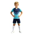 thumbnail image 3 of Boys Outfits Kids Gradient Triangle Design Breathable Soccer Uniform 2 Piece Boys' Clothing Sets Sky Blue M, 3 of 9