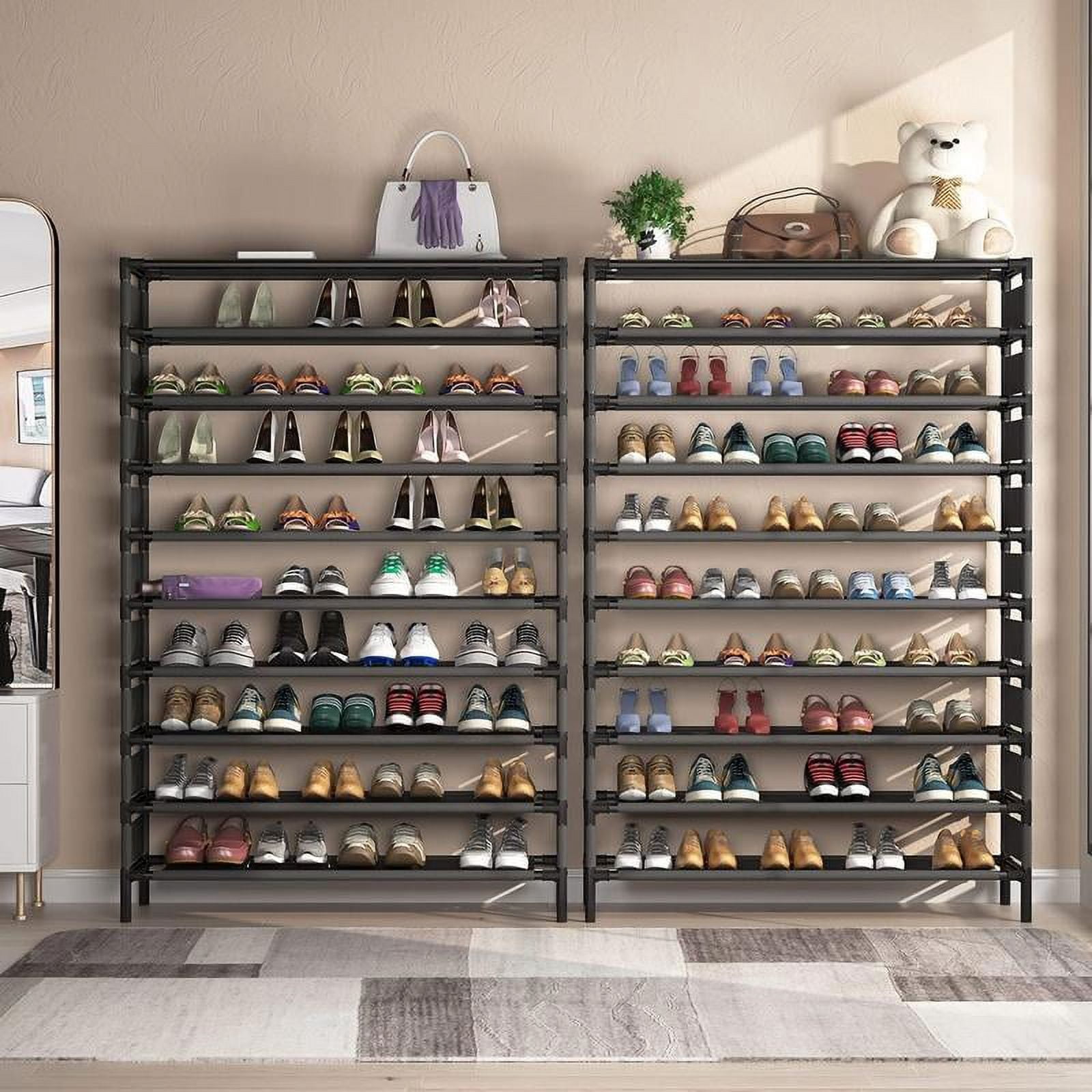 10-Tier Shoe Rack, 50 Pairs Space-Saving Shoe Storage Metal Organizer for Entryway, Bedroom, Closet, Living Room, shoe rack organizer