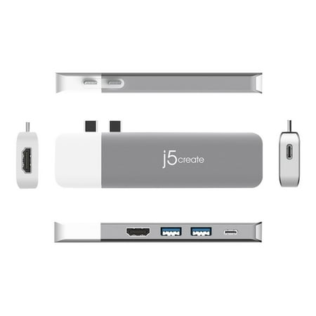 j5create - ULTRADRIVE Kit USB-C Dual-Display Modular Dock - Silver, White