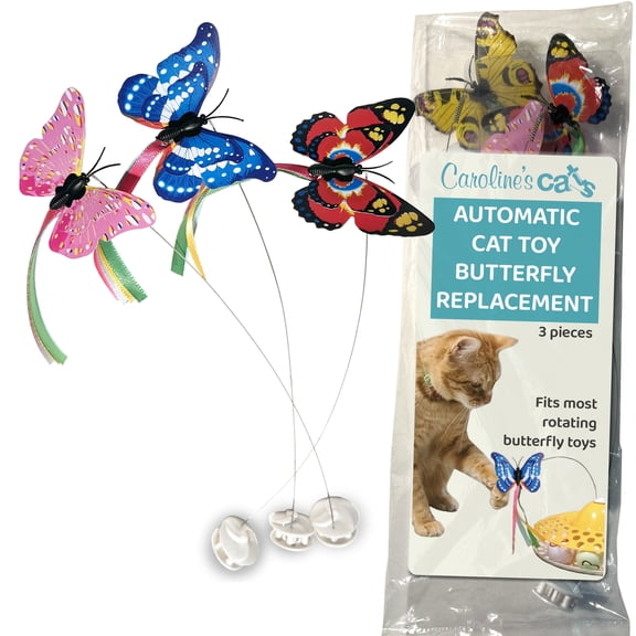 Caroline's Cats Fluttering Butterfly Cat Toy Refill, Replacement Butterflies, Fits Potaroma, All for Paws, and Other Brands (Multi-Color)
