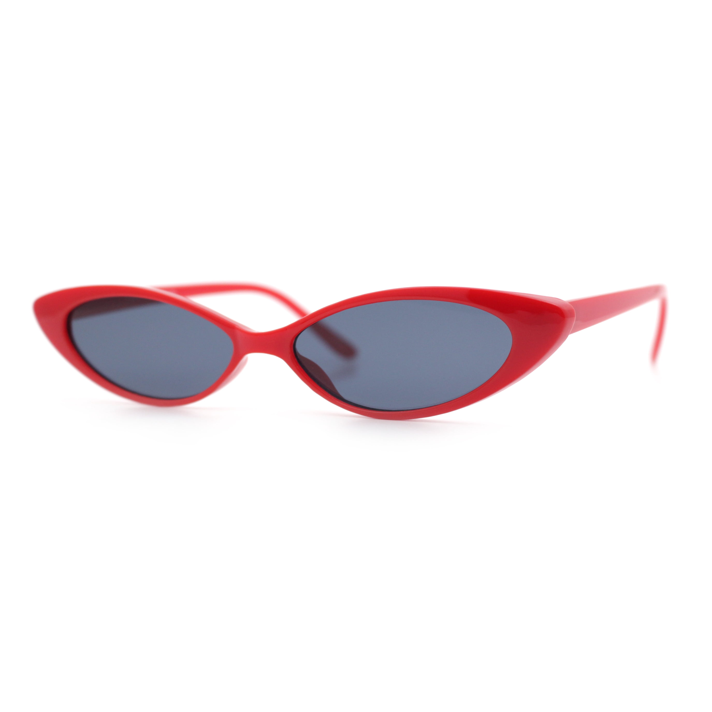 SA106 by SA106 Narrow Thin Cat Eye Plastic Gothic Retro Sunglasses, Red Black, 1