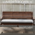 thumbnail image 4 of Outsunny 3 Seat Wooden Porch Swing with Stand, Patio Swing Chair with Cushion, Carbonized Brown, 4 of 9