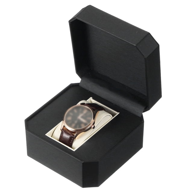 Estuche de viaje para reloj, caja de almacenamiento de cuero PU, organizador para 1 reloj, rollo de cuero portátil para hombres y mujeres, regalo de cumpleaños, negro