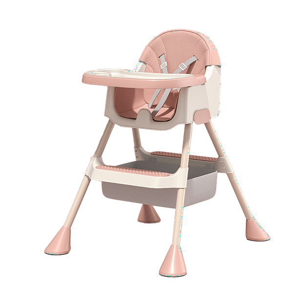 Komfort Silla Periquera Alta Para Bebé Con Charola Y Altura Ajustable Rosa