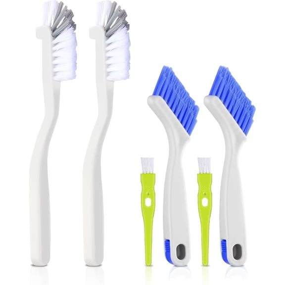 Pakyozj Small Scrub Brush Set, 6 pcs Cleaning Brush for Window Tracks, Grout, Corners and Crevices, Angled Bristles for Deep Cleaning, Multi Purpose Detail Brush for Kitchen and Bathroom