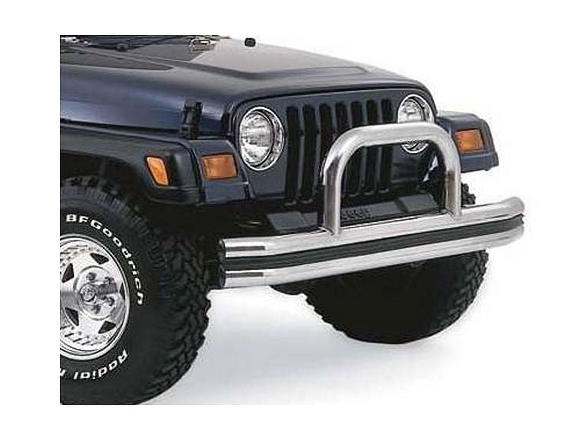 Rampage by RealTruck Front Tubular Bumper for Jeep Wrangler JK/JL | Light Pod, Stinger, Steel, Textured Black | 88625 | Compatible with 2007 - 2018 Jeep Wrangler JK, 2018 - 2022 Wrangler JL