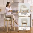 thumbnail image 4 of ReNest 27" Swivel Bar Stools, Upholstered Barstools with Wood Legs & Footrest, Counter Height Stools for Kitchen Island & Home Bar, Cream Fabric, Set of 4, 4 of 14