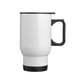 thumbnail image 1 of Taza aislada del vaso del acero inoxidable de la pared doble para el portavasos del coche con la taza del vacío de la manija y de la tapa blanco, 1 of 9