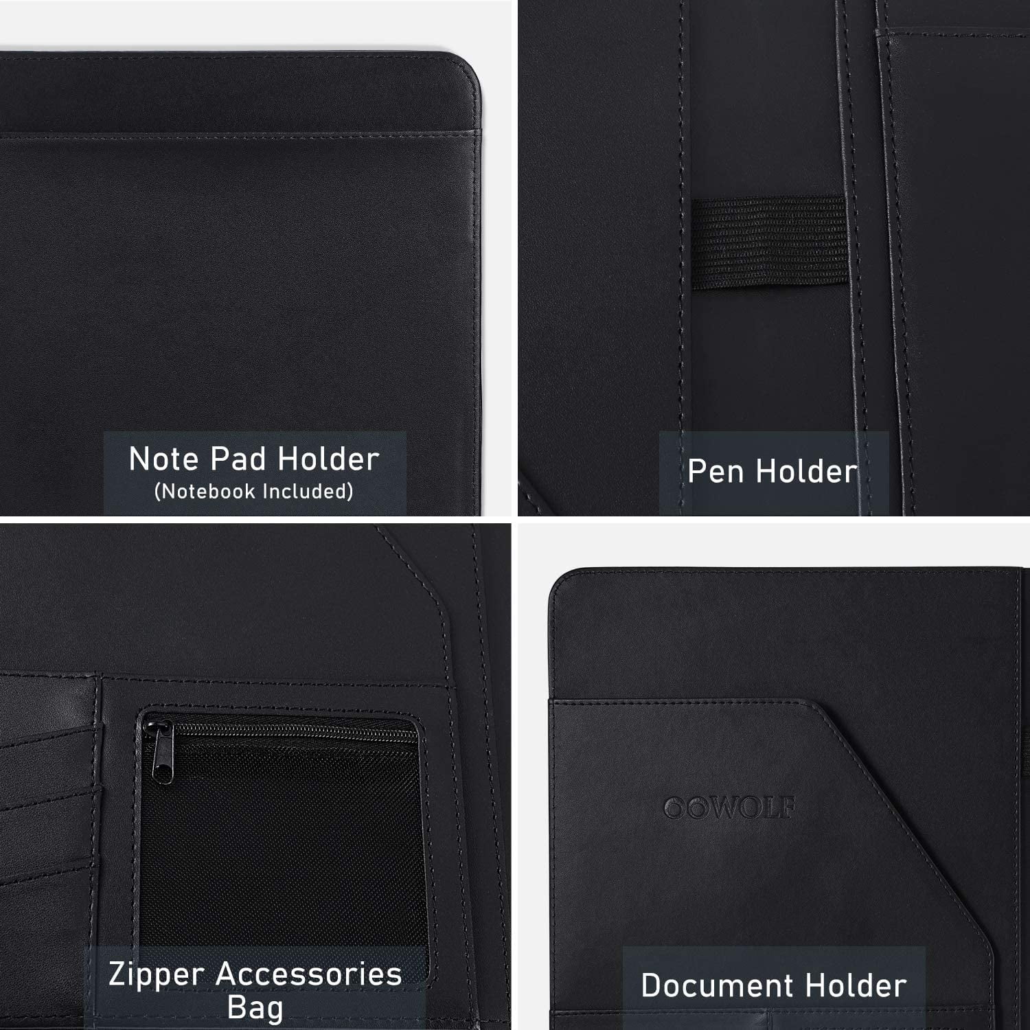 Padfolio Resume Portfolio Folder Oowolf Pu Leather Document Organizer Business Card Holder With 8 5 X 11 Inch Walmart Canada