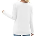 thumbnail image 5 of Annhoo Shirts for Women Trendy Casual Solid Color Button Crew Neck Long Sleeve Tunic Pullover Dressy Outdoor Work Tops, 5 of 6