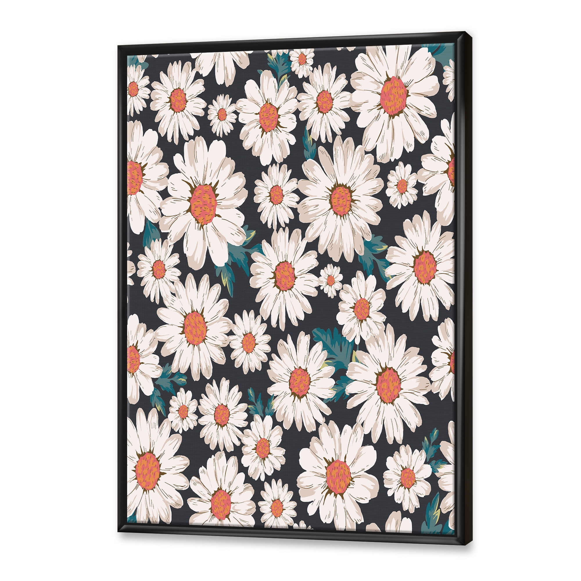 Designart 'Prolific of White Daisy Flowers' Traditional Framed Canvas Wall Art Print