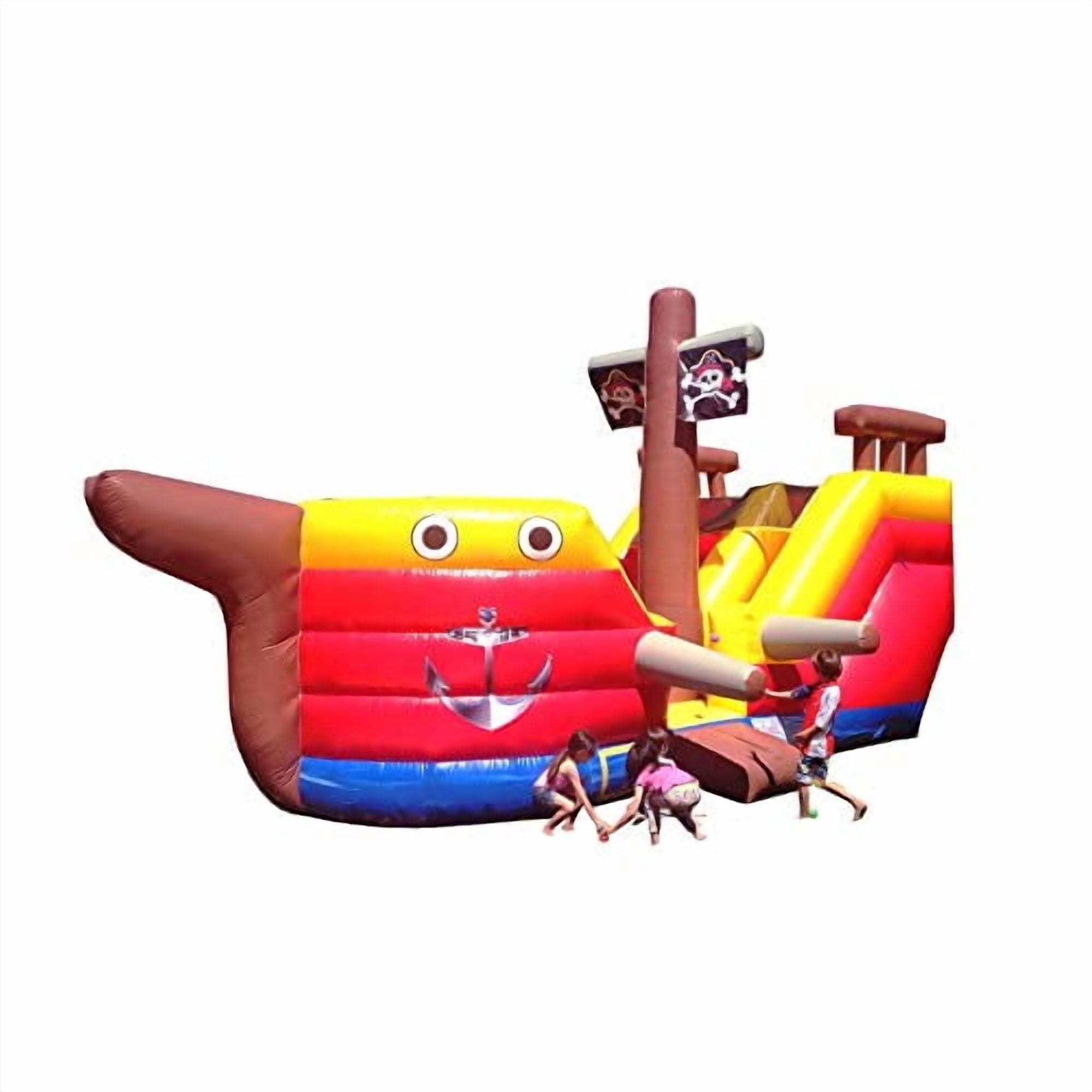 JumpOrange Pirate Ship Inflatable Jumper with Waterslide - Commercial Grade Water Slide for Kids and Adults