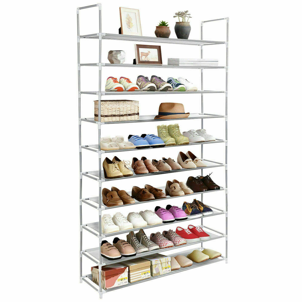 10 Tiers 50 Pair Stackable Shoe Rack Storage Shelves