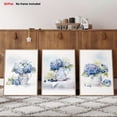thumbnail image 3 of 3pcs Hydrangea Flower Wall Art Set - Bohemian Farmhouse Hydrangeas in Blue, & White - Frameless Canvas Prints for, Kitchen, Bedroom - French Country Lilac-Like Lilac-Like Blooms (No Frame Needed), 2, 3 of 4