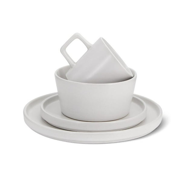Vajilla de Gres Casa Litus Moderna para 8 Personas Juego de 32 Piezas Elegante Platos y Tazas color Blanco y Negro 16 pzas. de cada color Casa Litus para 8 Personas Color