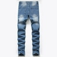 thumbnail image 6 of YLSDY Men's Ripped Jeans Distressed Denim Pants Slim Fit Trousers Stretch Skinny Jeans Ripped Holes Pants Blue 34, 6 of 9