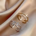 thumbnail image 2 of Anillo de mujer con doble cruz de diamantes y personalidad creativa, joyería de anillo abierto liso de moda europea y americana, 2 of 6