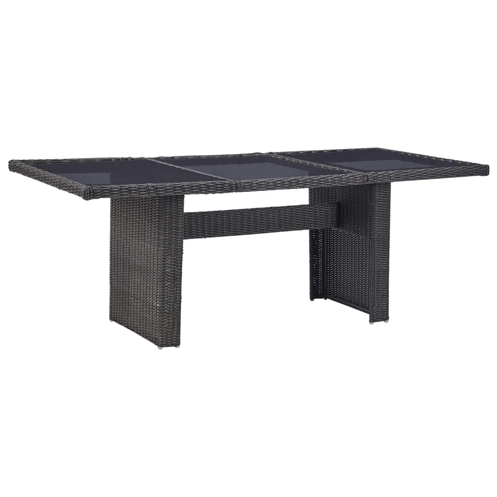 vidaXL Outdoor Dining Table Garden Porch Patio Table with Glass Top PE
