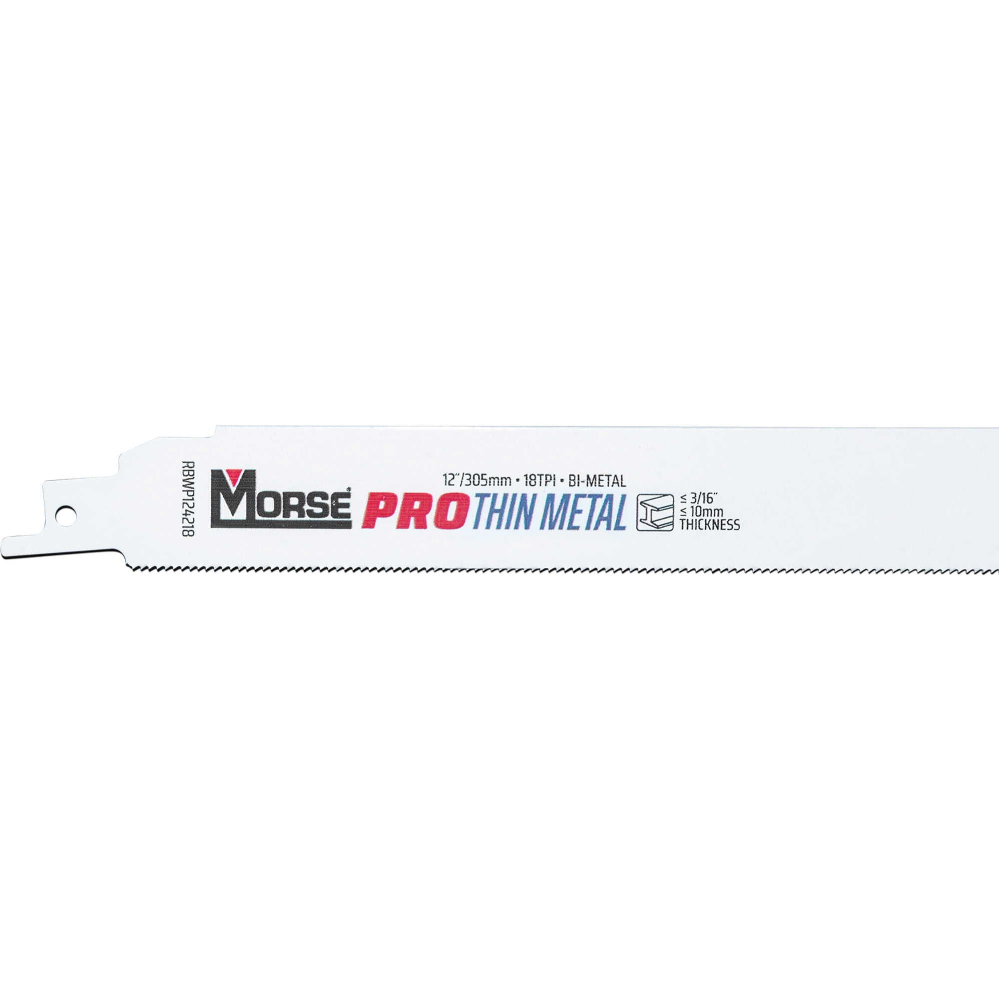 Morse Bi-Metal Pro Thin Metal  Reciprocating Saw Blade 12" X 1" .042" 18 TPI 25 Pack