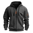 thumbnail image 5 of Deal of The Week Hoodies for Men Mens Hoodie Men Solid-Color Fashionable Pocket Zipper Drawstring Casual Sports Long Sleeve Cardigan Hooded Sweatshirt,Dark Gray,XXXL, 5 of 5