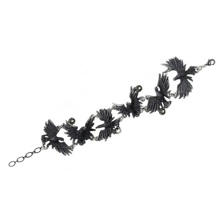 Alchemy Gothic Flocking Ravens Pewter Link Bracelet