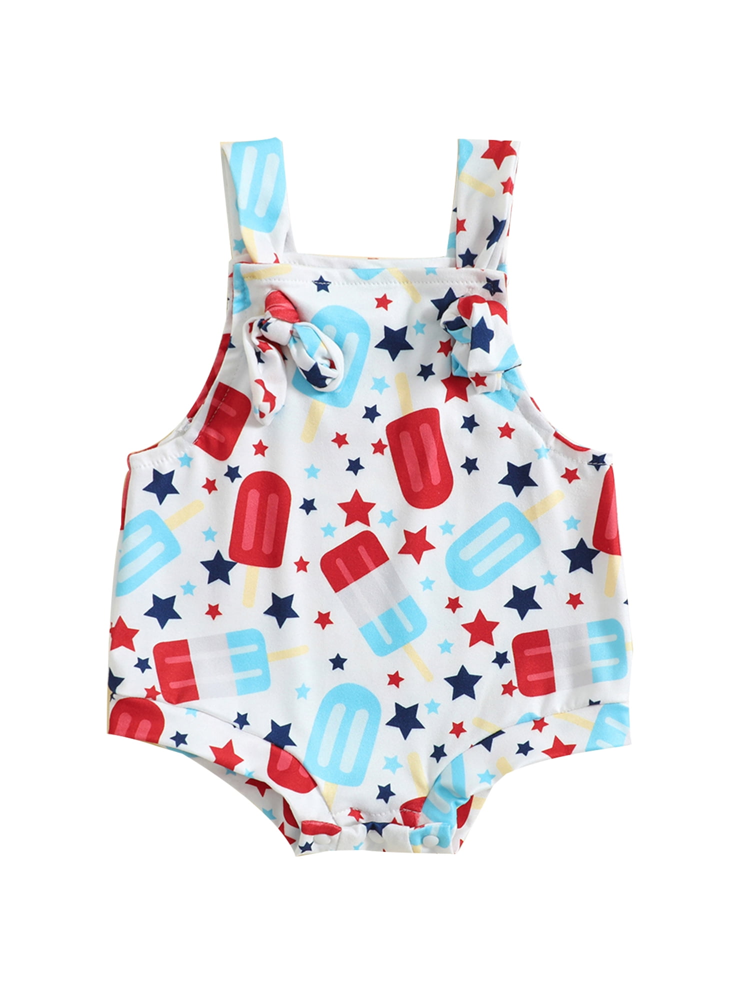 Independence Day Infant Baby Girl Spaghetti Strap Summer Romper 