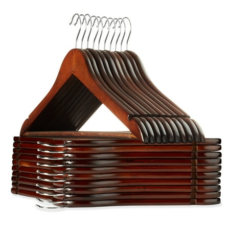 - Casafield - 20 Wooden Suit Hangers - Premium Lotus Wood with Notches & Chrome Swivel Hook for Dress Clothes, Coats, Jackets, Pants, Shirts, Skirts