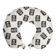 thumbnail image 1 of Nursery Travel Pillow Neck Rest, Xray Part of an Abstract Skeleton Image in Repetitive Grunge Pattern, Memory Foam Traveling Accessory Airplane and Car, 12", Ivory and Charcoal Grey, by Ambesonne, 1 of 2