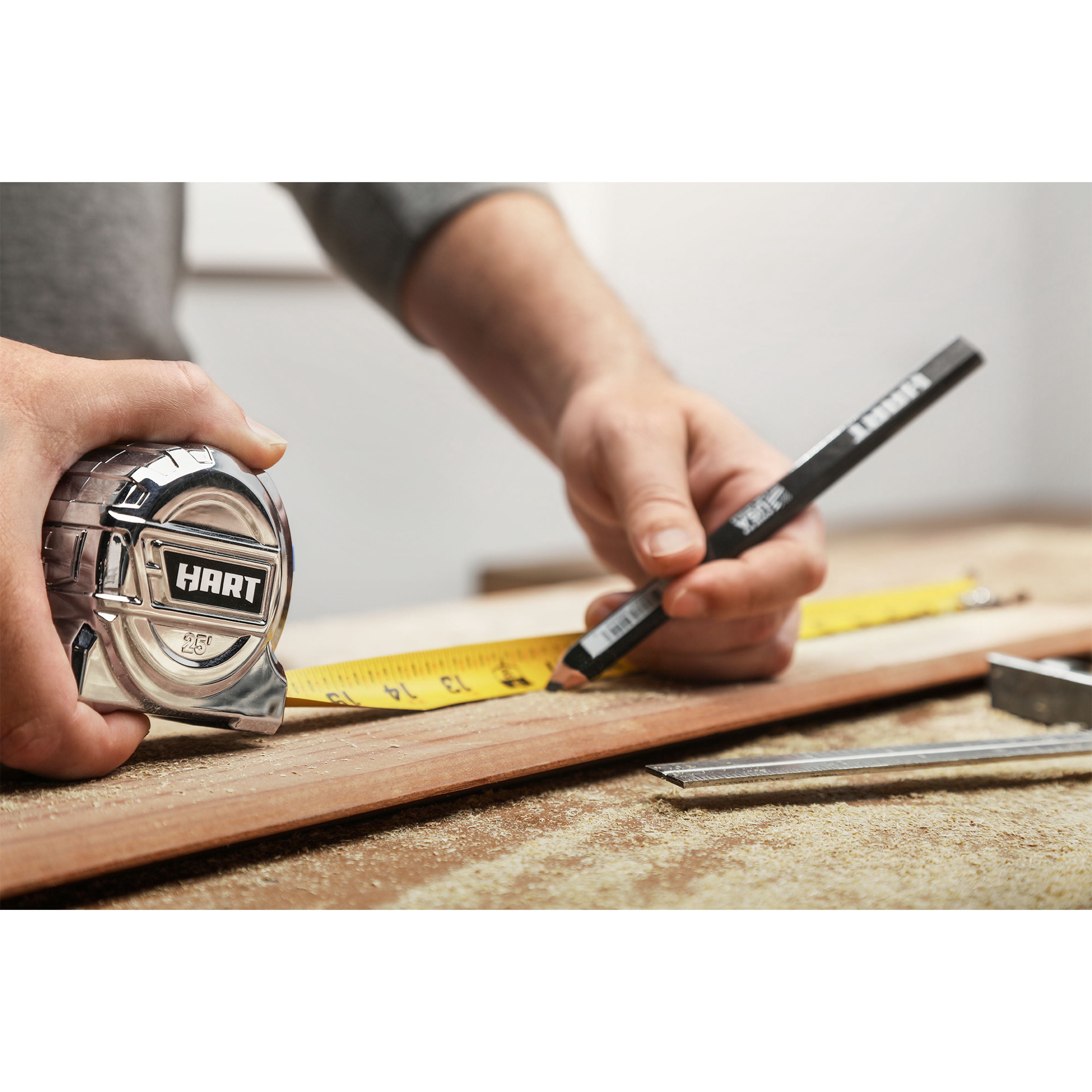 HART 25-Foot Chrome Tape Measure, Fraction Markings
