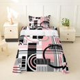 thumbnail image 2 of Castle Fairy Bohemian Circular Block Twin Sheets 3pcs,Vintage Linear Strip Bedding,Black Pink Gray,1 Flat Sheet, 1 Fitted Sheet and 1 Pillowcase, 2 of 7