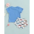 thumbnail image 4 of Newborn Boys 2PCS Outfits Cartoon Truck Printed Short Sleeve Round Neck T-Shirt + Elastic Waist Short Pants, 4 of 9