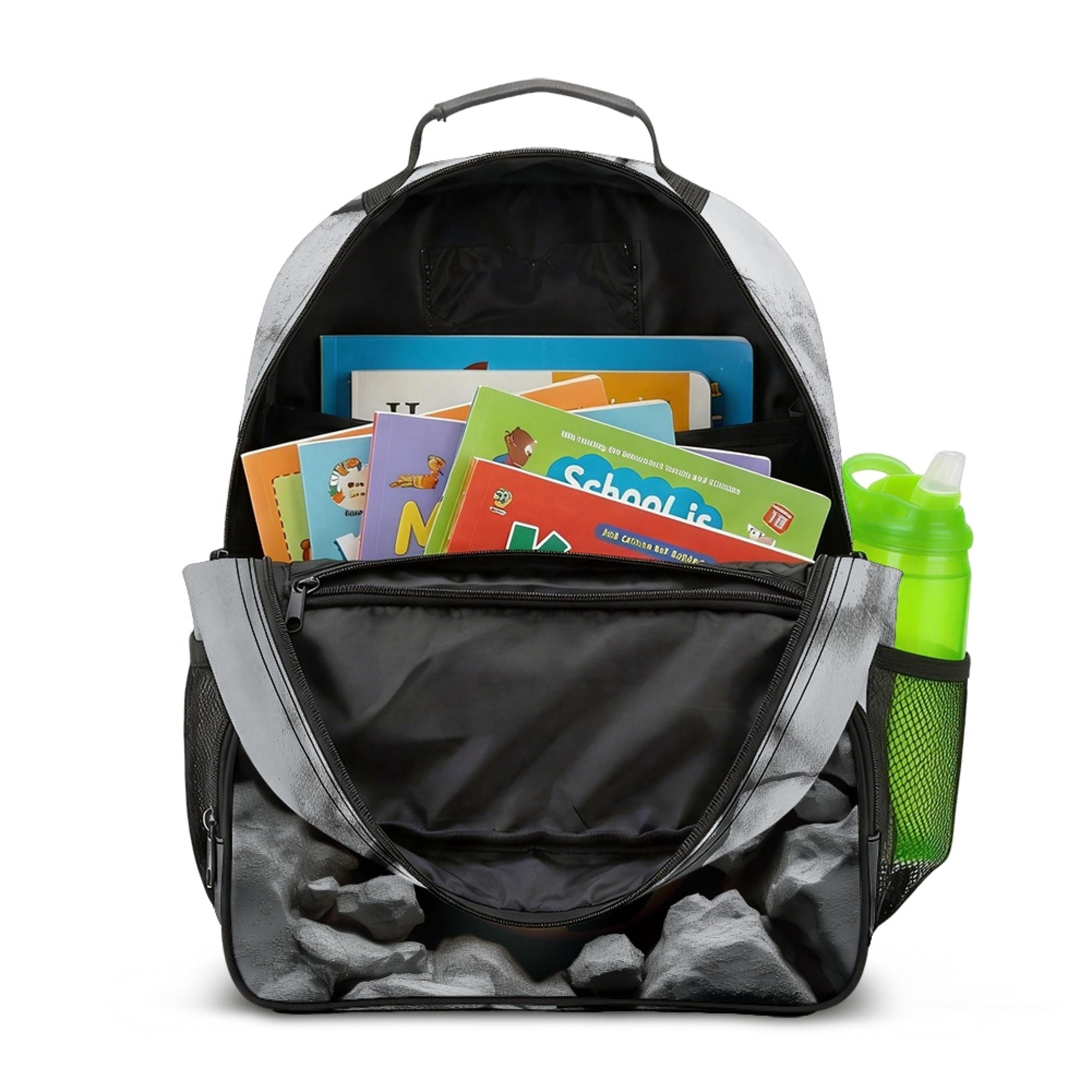 Chririnla 3D Soccer Cracked Rock Toddler Backpack Polyester Side Mesh Pockets Sturdy Toddler Preschool Polyester Backpack for Boys