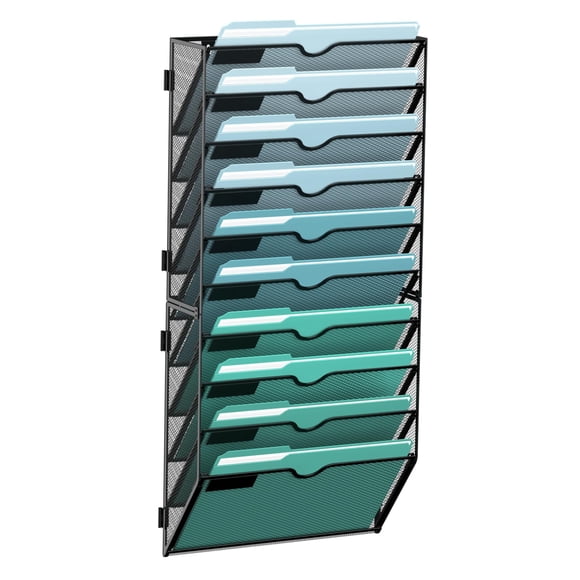 Organizador de archivos de pared de 10 niveles SUPEASY de metal negro 32 x 11 x 69 cm