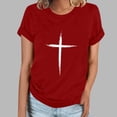 thumbnail image 1 of Fiudx Liquidación de Ahorros de Verano Camiseta Informal de Manga Corta con Cuello Redondo Estampada para Mujer, 1 of 4