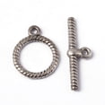 thumbnail image 4 of 20Set Tibetan Style Alloy Toggle Clasps Lead Free and Cadmium Free Flower Antique Silver Flower: about 20mm wide 28mm long Bar: about 5mm wide 30mm long hole: 2mm, 4 of 4