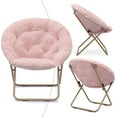 thumbnail image 4 of Faux Fur Chair, Folding Chair Soft Lounge Chair, Portable Moon Chair for Bedroom, Dorm Rooms, Apartments, Lounging, Garden and Courtyard(Pink), 4 of 15