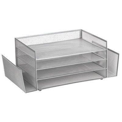 Officemax Mesh 4 Shelf 2 Sided Desk Sorter Silver Walmart Com