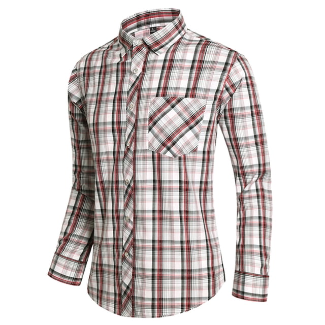 toraway Mens Chemise Veste Coton Mens Mode Décontractée Rayée Polyester Coton Boucle Col à Revers Manches Longues Chemise Haut Blouse Polyester Coton TTTG