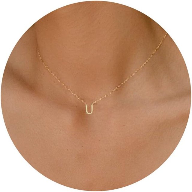 Collares con inicial para mujer, chapado en oro de 14 quilates, delicado collar con letra de oro personalizado, con colgante de inicial pequeña, monograma, lindo nombre de letra, gargantilla para niña