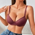 thumbnail image 5 of GEWSEY Womens Unlined Underwire Bras Sheer Mesh Plunge Bralette Push Up Balconette Bra Triangle Minimizer Seamless Tshirt Bras (Wine, 85B), 5 of 6