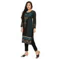 thumbnail image 5 of Maple Clothing Women's Long Kurti Indian Tunics Kurta Top (Black/Green, XXL), 5 of 6