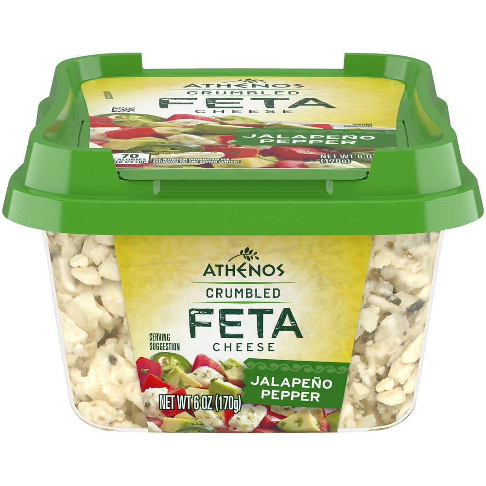Athenos Jalapeno Pepper Crumbled Feta Cheese, 6 oz Tub