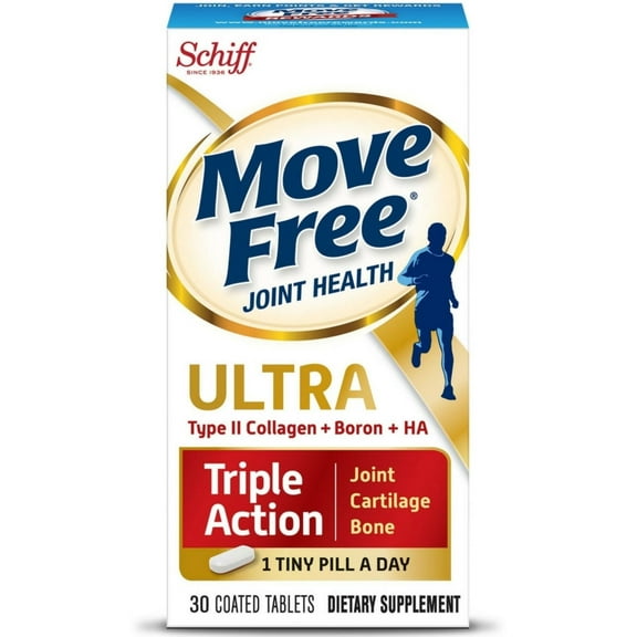 Move Free Ultra Triple Action, Joint Health Supplement with Type II Collagen, Boron and HA 30ea (Pack of 2)